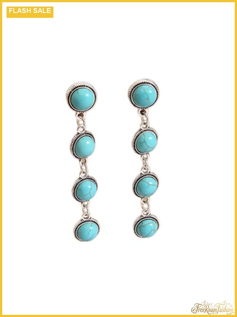 Boho Turquoise Drop Dangle Earrings for Women Western Flower Teardrop Alloy